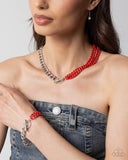 Paparazzi Iridescent Icon Necklace Red & Tourist Twist Bracelet Red