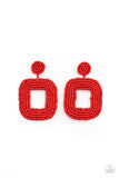 Paparazzi Beaded Bella Earrings Red