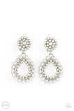 Paparazzi Discerning Droplets Earrings White (Clip Ons)
