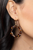 Paparazzi GLOWING in Circles Earrings Brown