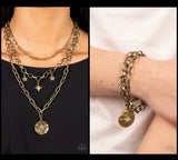 Paparazzi Under the Northern Lights Necklace Brass & True North Twinkle Bracelet Brass