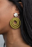 Paparazzi Whimsically Wicker Earrings Green (Clip Ons)